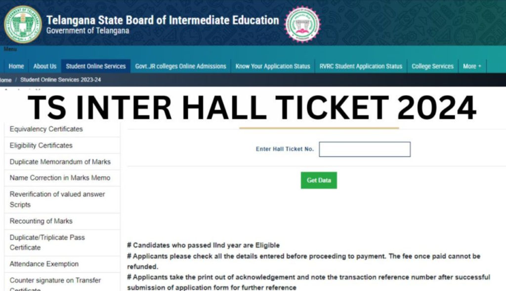 TS Inter Hall Ticket 2024