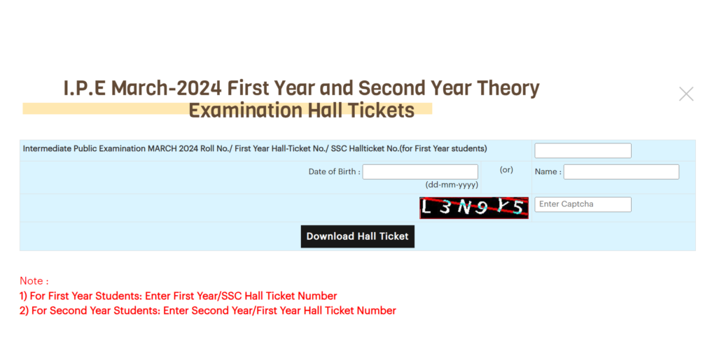 TS Inter Hall Ticket 2024